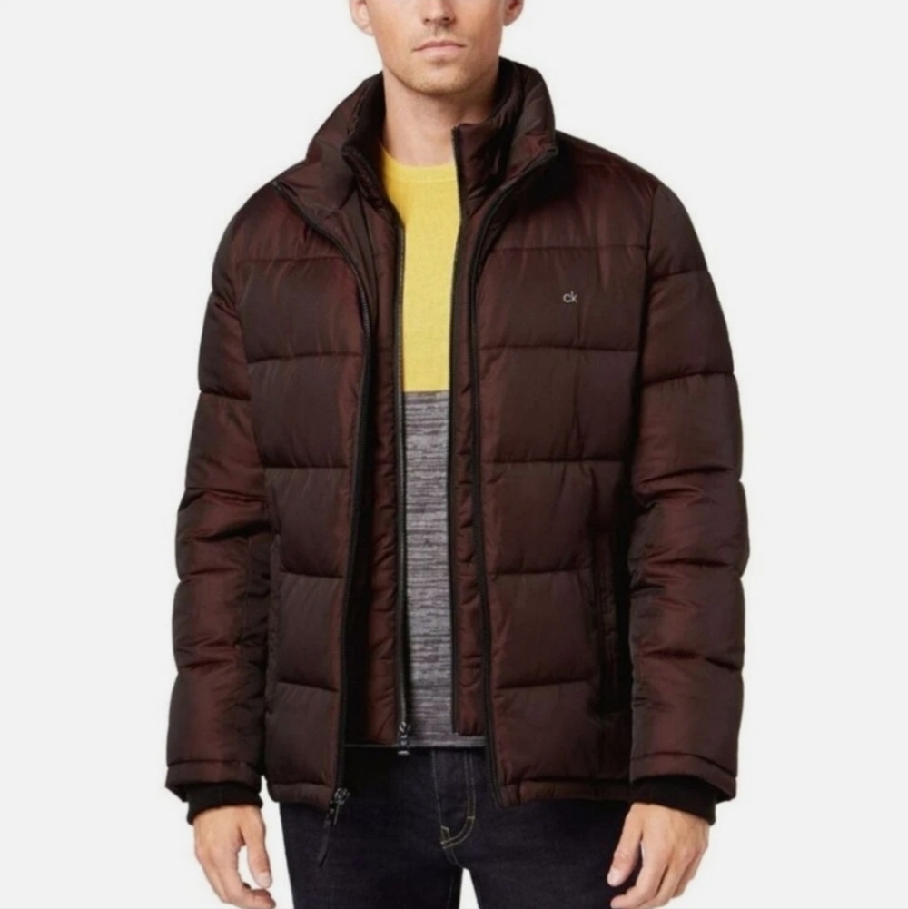 Men's Calvin Klein Full-Zip Puffer Jacket Large Iridescent Merlot